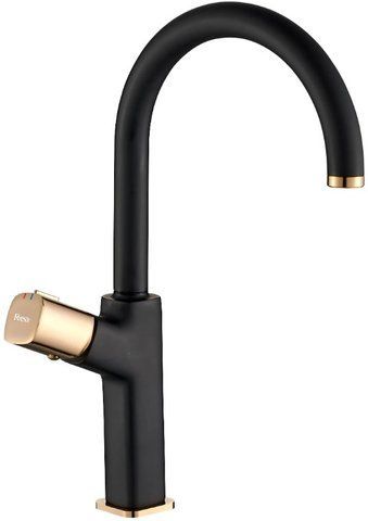 Змішувач для раковини (умивальника) REA SALTO BLACK ROSE GOLD чорний високий REA-B6351 фото