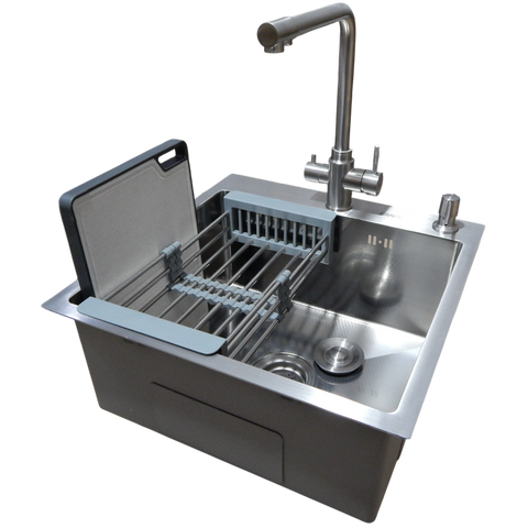 Комплект кухонної мийки Kraft KRF 5050 decor (3.0/1.0 мм) SM5050 фото