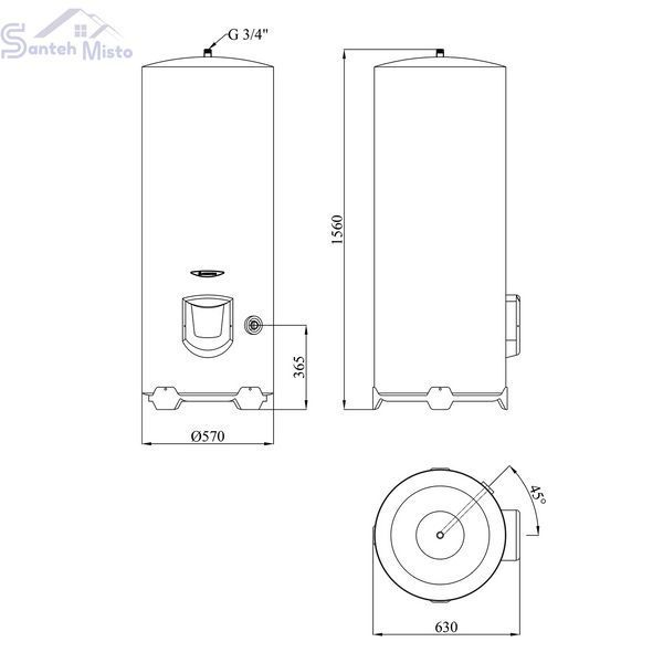 Водонагрівач Ariston INITIO XP 300 STAB 570 THER MO EU з мокрим ТЕНом 3000597 CV034044 фото
