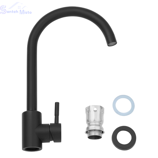 Комплект кухонной мойки Kraft HM 50х50 NANO BLACK (DECOR) PVD (3.0/1.0 мм) SМ55040 фото