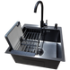 Комплект кухонной мойки Kraft HM 50х50 NANO BLACK (DECOR) PVD (3.0/1.0 мм) SМ55040 фото 3