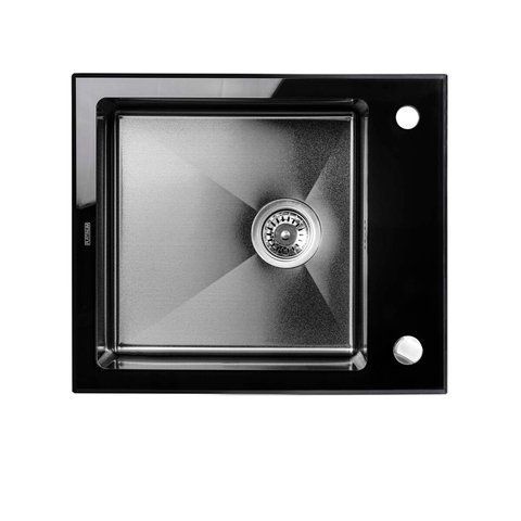 Кухонна мийка Platinum Handmade PVD BLACK GLASS 600х510х200 мм 23643 фото