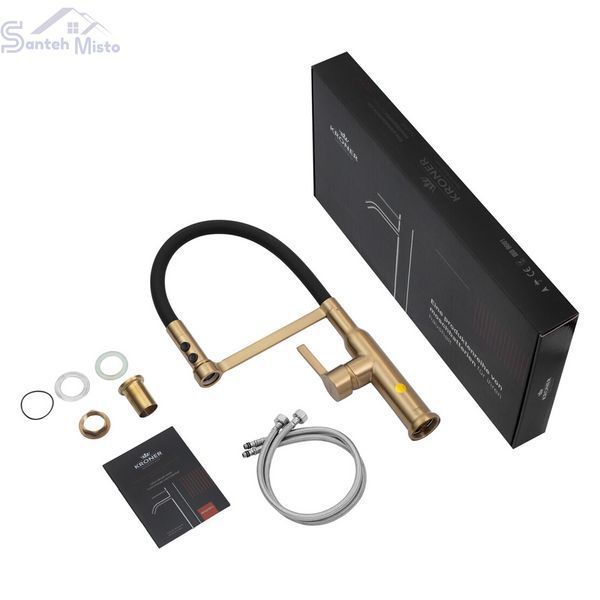 copy_Комплект кухонной мойки Kraft NANO GOLD PVD HS60*45 (3.0/1.0 мм) декор copy_SM50174 фото