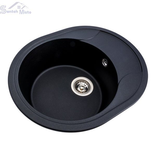 Гранитная мойка для кухни Platinum 5847 ONYX матовая (черный металлик) 38978 фото