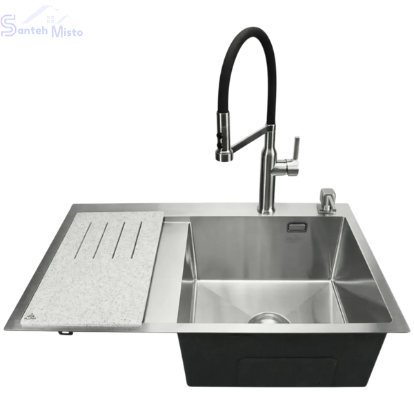 Обробна дошка зі штучного каменю для кухонних мийок Pllen&oacute; grigio sink SM8237 фото
