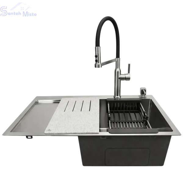 Обробна дошка зі штучного каменю для кухонних мийок Pllen&oacute; grigio sink SM8237 фото
