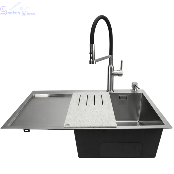 Обробна дошка зі штучного каменю для кухонних мийок Pllen&oacute; grigio sink SM8237 фото