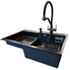 Комплект кухонной мойки Kraft&nbsp;HM&nbsp;NANO BLACK - 7848ALB&nbsp;PVD&nbsp;(3.0/1.0 мм) SM146 фото 2