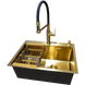 copy_Комплект кухонной мойки Kraft NANO GOLD PVD HS60*45 (3.0/1.0 мм) декор copy_SM50174 фото 2