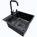 Комплект кухонної мийки Kraft HM 50х50 NANO BLACK PVD (3.0/1.0 мм) SM633 фото 3