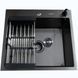 Комплект кухонної мийки Kraft HM 50х50 NANO BLACK PVD (3.0/1.0 мм) SM633 фото 4