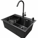 Комплект кухонної мийки Kraft NANO BLACK PVD HS54*48 (3.0/1.0 мм) Декор-соти SM4029 фото 3
