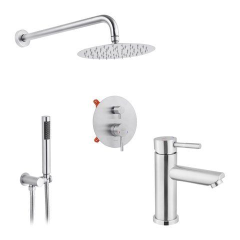 Набор 2 в 1 душова система Kroner Edelstahl Klassisch-ESG082 + змішувач Edelstahl Klassisch-ESG010 CVS30205 фото