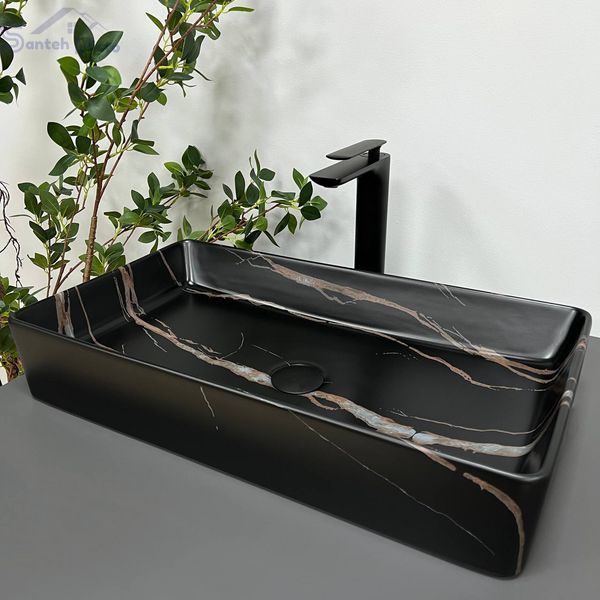 Умывальник (раковина) VBI TRIEST BLACK STONE MATT накладной VBI-012703 фото