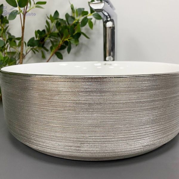 Умывальник (раковина) VBI PRATO BRUSH SILVER WHITE накладной VBI-011407 фото