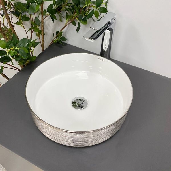 Умывальник (раковина) VBI PRATO BRUSH SILVER WHITE накладной VBI-011407 фото