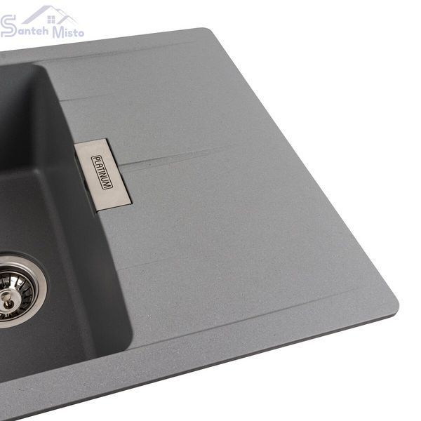 Гранітна мийка для кухні Platinum 6250 ZIRKONE матовий Сірий металік 41595 фото