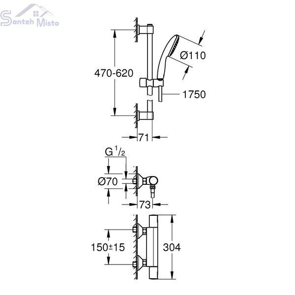 Смеситель термостатический для душа Grohe QuickFix Precision Start 34597001 CV034493 фото