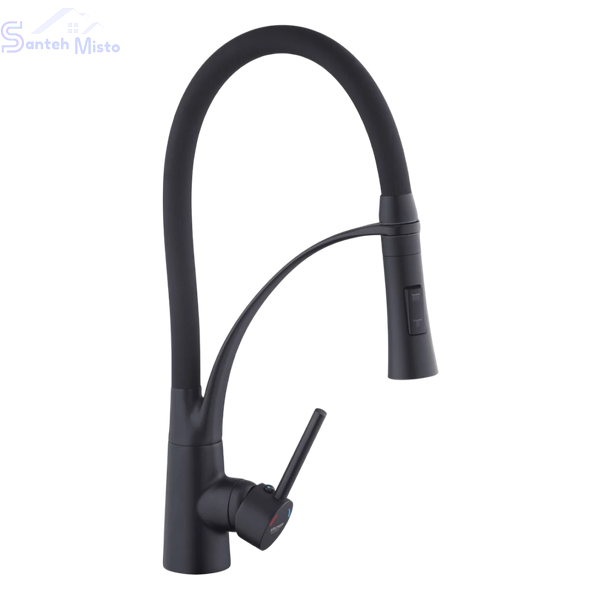 Комплект кухонной мойки KRAFT NANO BLACK Handmade PVD-Графит HS 540х480 Декор-Соты (3.0/1.0 мм)+Кухонный смеситель Kroner KRP Ersel - SCH03393BLK SM718 фото
