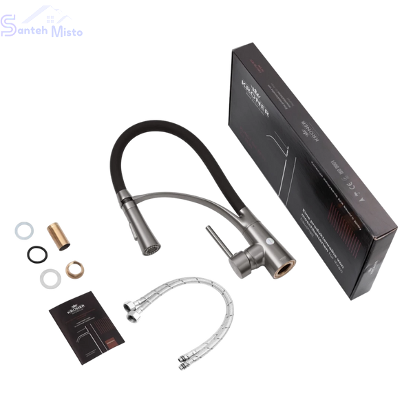 Комплект кухонной мойки Kroner KRP Schwarze - 50х50HM PVD (3.0/1.0 мм) SM0533 фото