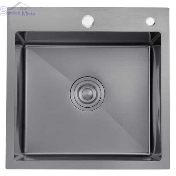 Комплект кухонной мойки Kroner KRP Schwarze - 50х50HM PVD (3.0/1.0 мм) SM0533 фото