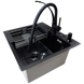 Комплект кухонной мойки KRAFT NANO BLACK Handmade PVD-Графит HS 540х480 Декор-Соты (3.0/1.0 мм)+Кухонный смеситель Kroner KRP Ersel - SCH03393BLK SM718 фото 6