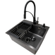 Комплект кухонной мойки KRAFT NANO BLACK Handmade PVD-Графит HS 540х480 Декор-Соты (3.0/1.0 мм)+Кухонный смеситель Kroner KRP Ersel - SCH03393BLK SM718 фото 5