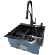 Комплект кухонной мойки Kroner KRP Schwarze - 50х50HM PVD (3.0/1.0 мм) SM0533 фото 1