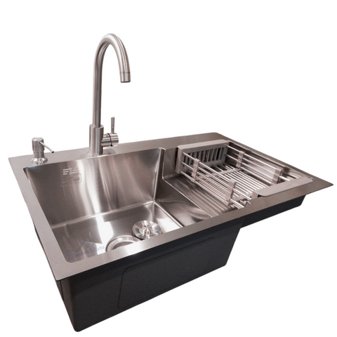 Комплект кухонной мойки Kroner 780х480 RHM Geb&uuml;rstet SM801 фото
