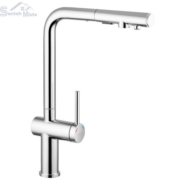 Комплект кухонної мийки Kraft Handmade HM5448 Satin Decor (3.0/1.0 мм) Змішувачі з висувним виливом SM1073 фото
