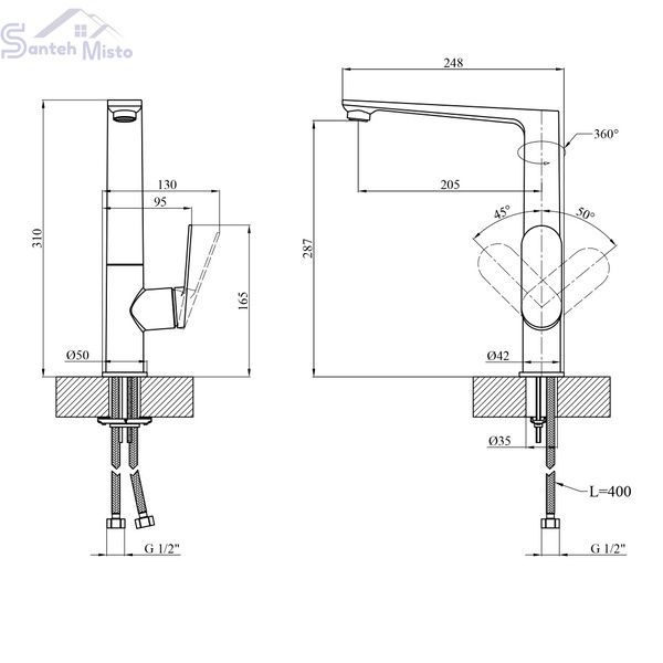 Змішувач для кухні Kroner Element 211512A-0101 CV035977 фото