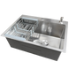 Комплект кухонної мийки Kraft KRF 6045 DECOR (3.0/1.0 мм)+Змішувач для кухні Kroner KRP Kuche - C03816BLK (хром) SM66035 фото 7