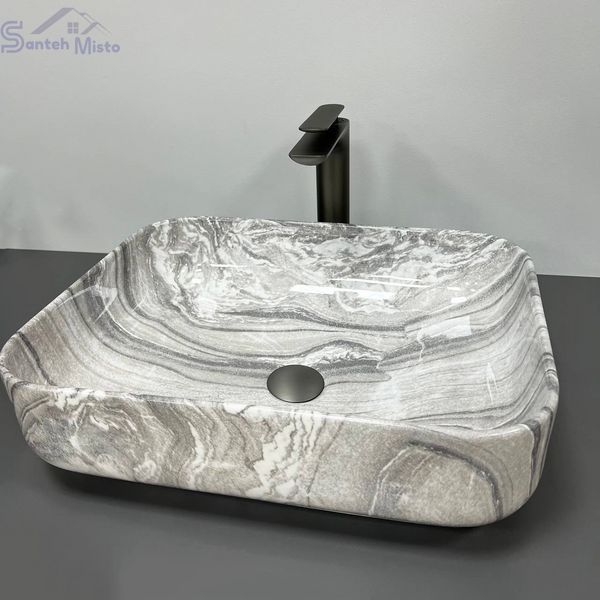 Умивальник (раковина) VBI PALERMO GREY ONYX GLOSSY накладний VBI-012303 фото
