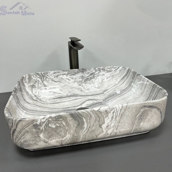 Умивальник (раковина) VBI PALERMO GREY ONYX GLOSSY накладний VBI-012303 фото