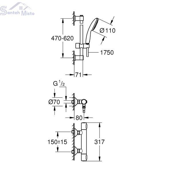 Змішувач термостатичний для душу Grohe QuickFix Precision Flow 34800001 CV033241 фото