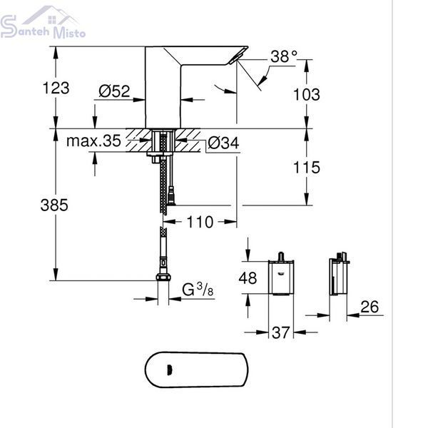 Смеситель бесконтактный для раковины Grohe Bau Cosmopolitan E 36452000 без смешивания CV036265 фото