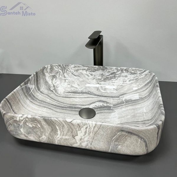 Умивальник (раковина) VBI PALERMO GREY ONYX GLOSSY накладний VBI-012303 фото