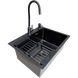 Комплект кухонної мийки Kraft NANO BLACK PVD HS60*45 (3.0/1.0 мм) декор SM10540 фото 7