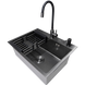 Комплект кухонної мийки Kraft NANO BLACK PVD HS60*45 (3.0/1.0 мм) декор SM10540 фото 2