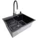 Комплект кухонної мийки Kraft NANO BLACK PVD HS60*45 (3.0/1.0 мм) декор SM10540 фото 5