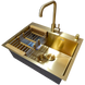 Комплект кухонной мойки Kraft NANO GOLD PVD HS60*45 (3.0/1.0 мм) декор SM30155 фото 4