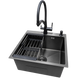 Комплект кухонної мийки Kraft NANO BLACK PVD HS 500х500мм Декор (3.0/1.0 мм)+Змішувач для кухні з підключенням до фільтра Pllen&oacute; Lazio ST19 nero SM7040 фото 4
