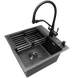 Комплект кухонної мийки Kraft NANO BLACK PVD HS 500х500мм Декор (3.0/1.0 мм)+Змішувач для кухні з підключенням до фільтра Pllen&oacute; Lazio ST19 nero SM7040 фото 5
