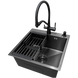 Комплект кухонної мийки Kraft NANO BLACK PVD HS 500х500мм Декор (3.0/1.0 мм)+Змішувач для кухні з підключенням до фільтра Pllen&oacute; Lazio ST19 nero SM7040 фото 6