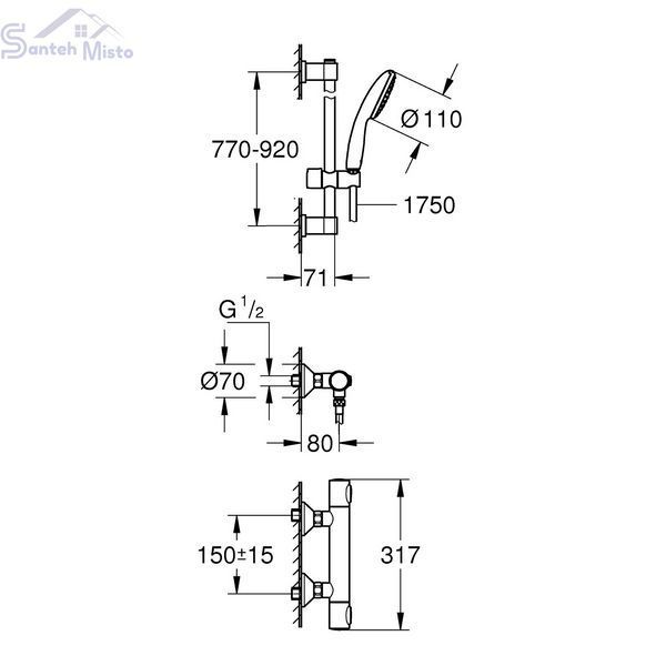 Змішувач термостатичний для душу Grohe QuickFix Precision Flow 34805001 CV033296 фото