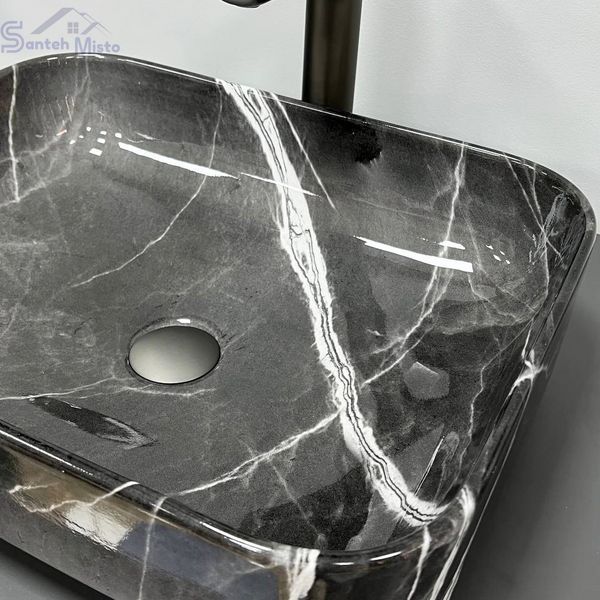 Умивальник (раковина) VBI PALERMO DARK GREY AGATE GLOSSY накладний VBI-012304 фото