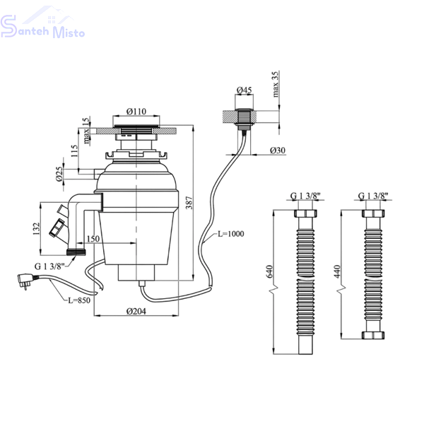 Комплект подрібнювач та кухонна мийка KRP Geb&uuml;rstet - 5050HM SM0684 фото