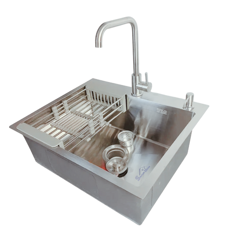 Комплект кухонной мойки Lidz Handmade H6050 K01G (3.0/1.0 мм) SM956 фото