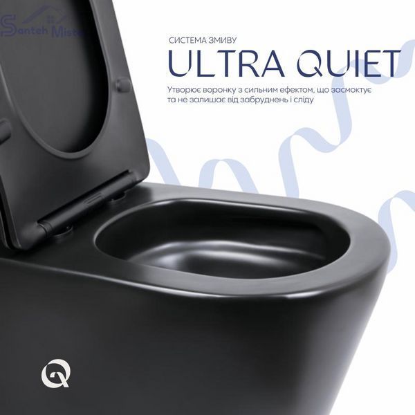 Унитаз напольный Qtap Scorpio Ultra Quiet безободковый с сиденьем Soft-Close MATT BLACK QT14226088AMB SD00052562 фото