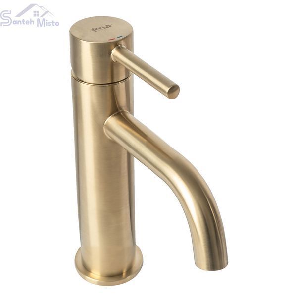 Змішувач для раковини (умивальника) REA LUNGO BRUSHED GOLD низький REA-B4527 фото
